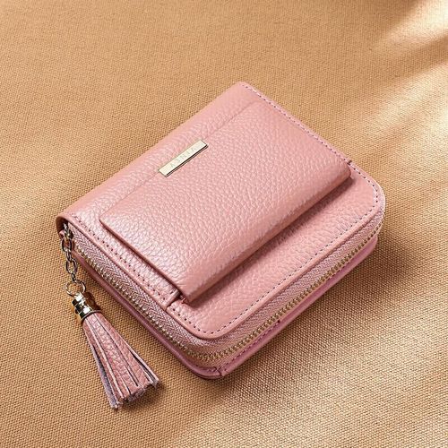 Cartera corta Mujer Piel 8 compartimentos color Rosa