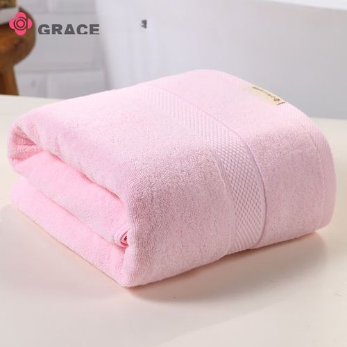 Toalla de baño de algodón lisa 135x68cm Rosa GRACE