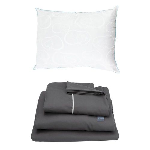 Sábanas Individual Rogga Royal Touch Gris Oxford + Almohada Osos RGH