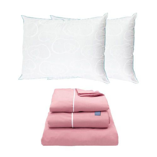 Sábanas Queen Size Rogga Royal Touch Rosa + 2 Almohadas Osos RGH