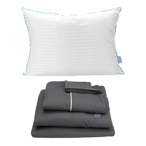 Sábanas Individual Rogga Royal Touch Gris Oxford + Almohada Royal RGH