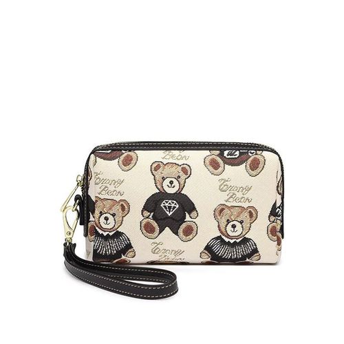 Little Bear Love Cartera Larga de Poliéster, con Cremallera, Varios Colores, para Mujer