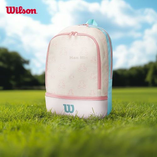 Wilson Mochila Deportiva con Compartimento para Raqueta, Estampado Osito, Crema y Rosa