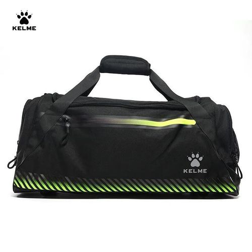 KELME Bolsa Deportiva Cilíndrica con Compartimento para Balón, Negro con Verde Fluorescente, Unisex