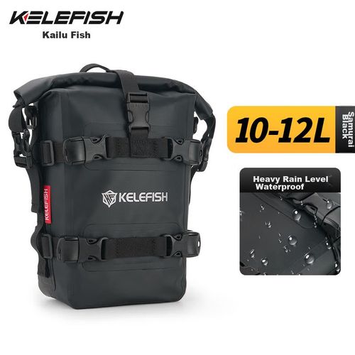 KELEFISH Bolsa Impermeable Reflectante para Manillar de Motocicleta, 10-12L, Negro