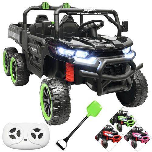 Montable Eléctrico para Niños 6x6 Caja de Vuelco Atomática Luz y Sonido Bluetooth 12v - Negro