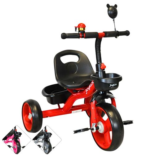 Triciclo para Niños con Timbre y Espejo Ruedas de Eva Canastas Trasera y Delantera Apto a partir de 2 Años Soporta hasta 20 kg - Rojo