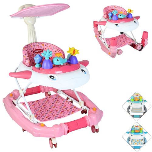 Andadera para Bebé Mecedora con Luces Bastón Dirigle Altura Ajustable Ruedas de Goma Apta desde 6 meses o hasta 12 kg - Rosa