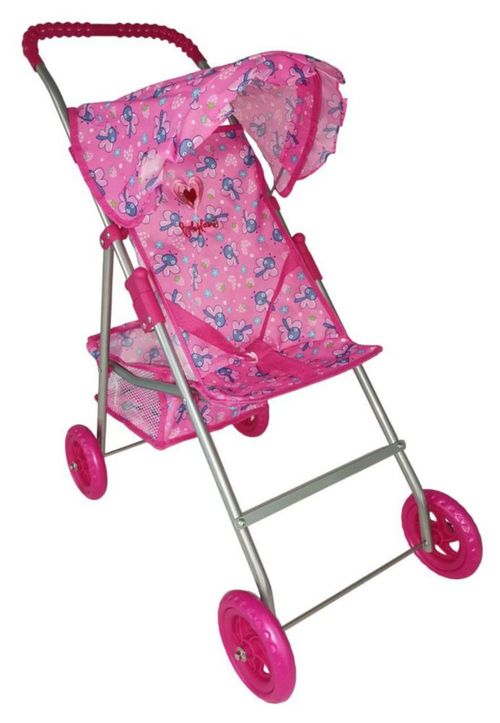 Carriola Para Muñecas Baby Kaori Aa01 Canastilla De Malla Rosa Mariposa