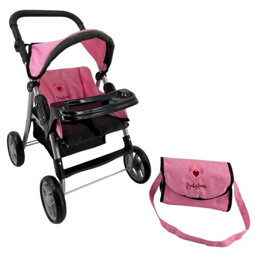 Carriolita De Muñecas Niña Baby Kaori Cc100 Con Pañalera Rosa Claro