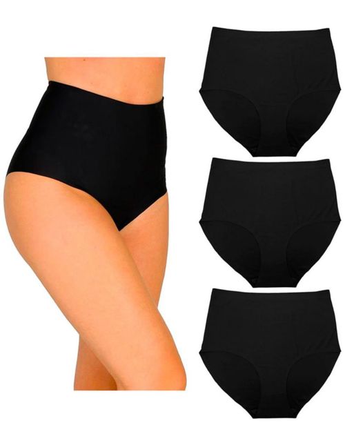 Paquete Con 3 Pantaletas Completas A La Cintura Sin Costuras Pack Incluye 3 En Color Negro 762NEGRAS