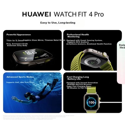 Smartwatch Huawei Watch Fit 4 Pro 1.74" Negro Obsidiana Cristal Zafiro
