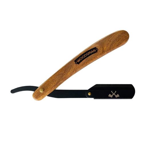 Woodsman Porta Navajas Para Afeitar de Madera Y Acero Inoxidable con Recubrimiento Negro