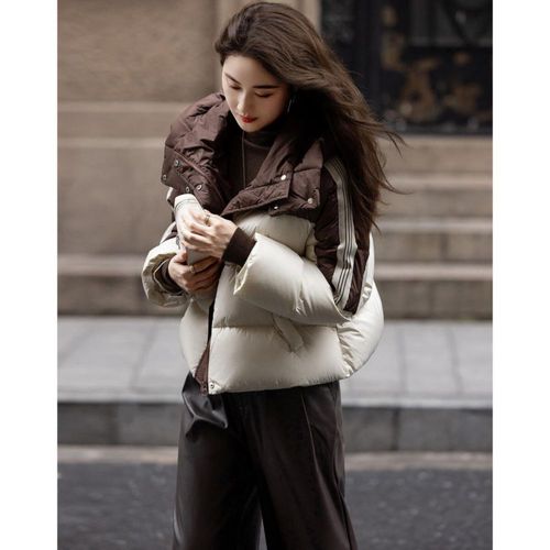 dme Chamarra Corta Plumón 90% Invierno Blanco Crema para Mujer