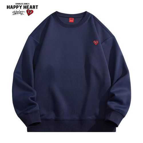 Charles Jang's Happy Heart Sudadera Oversize Azul Marino Unisex