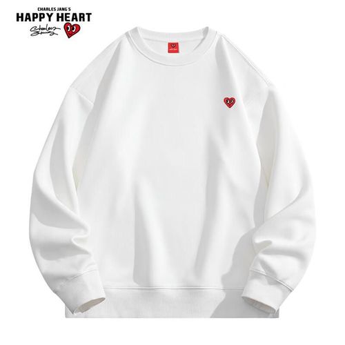 Charles Heart Sudadera Cuello Redondo Corte Holgado Blanca Unisex