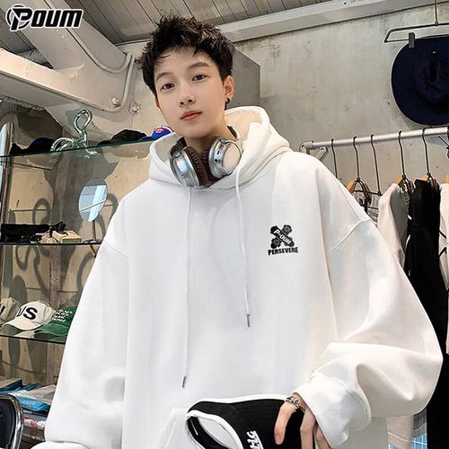 POUM Sudadera con Capucha Blanca Para Hombre