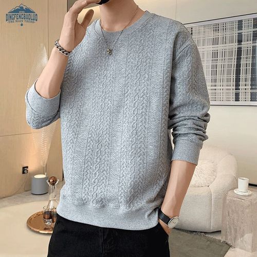 Dingfengbaoluo Sudadera Jacquard Gris Lino Para Hombre