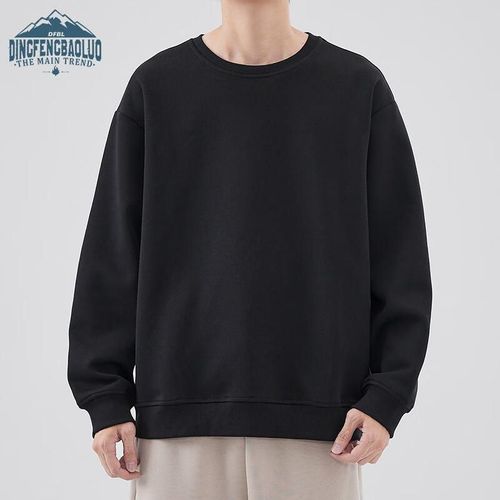 Dingfengbaoluo Sudadera Manga Larga Cuello Redondo Negra Para Hombre