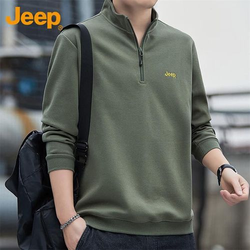 JEEP Sudadera Cuello Alto Forro Polar Verde Militar Para Hombre