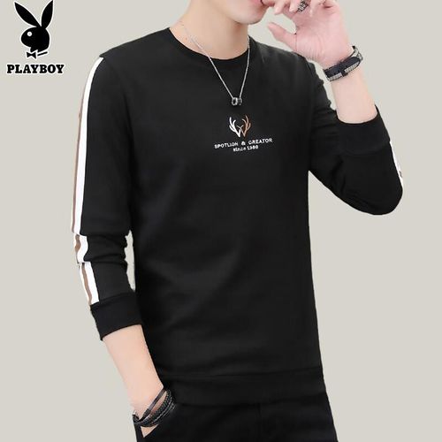 Playboy Sudadera Manga Larga Negra Para Hombre