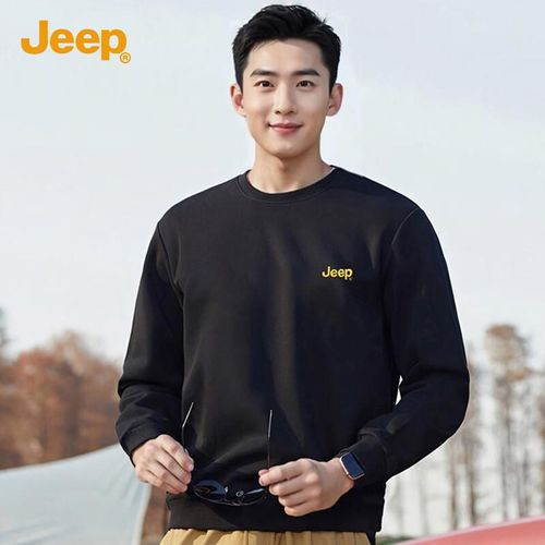 JEEP Sudadera Cuello Redondo Manga Larga Forro Polar Negra Para Hombre