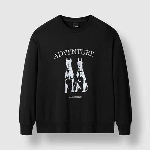 GXG Sudadera Cuello Redondo Estampado Animal Negra Para Hombre