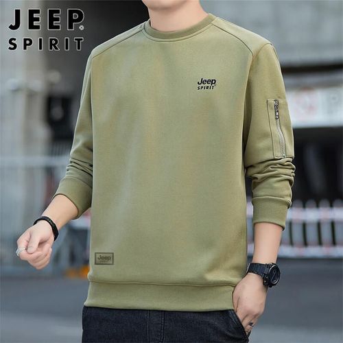 JEEP SPIRIT Sudadera Manga Larga Cuello Redondo Verde Ejército Para Hombre