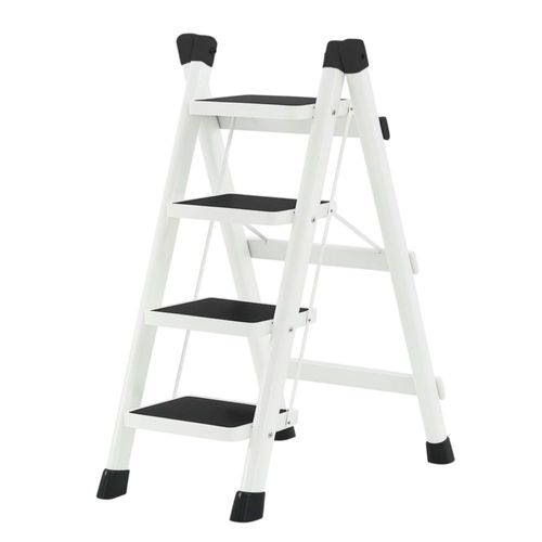 Escalera Plegable Multifuncional Bluelander, Tipo Tijera 4 Peldaños, Patas de Goma Antideslizante