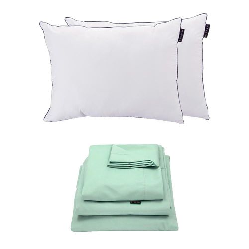 Sábanas Queen Size Dicasa Softy Menta + 2 Almohadas One RGH
