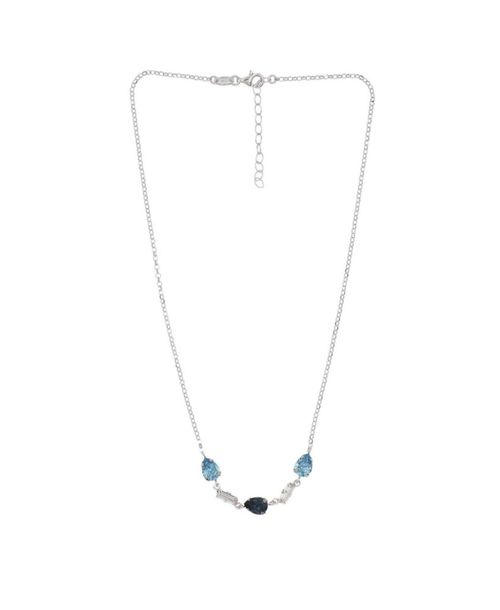 Gargantilla De Plata Con Zirconias Y  Piedras Azules
