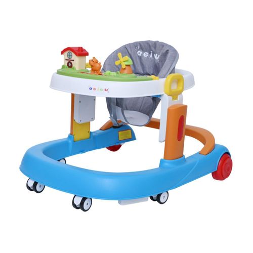 Andadera Para Bebé Aeiou A028 2 En 1 Ajustable Azul/Naranja