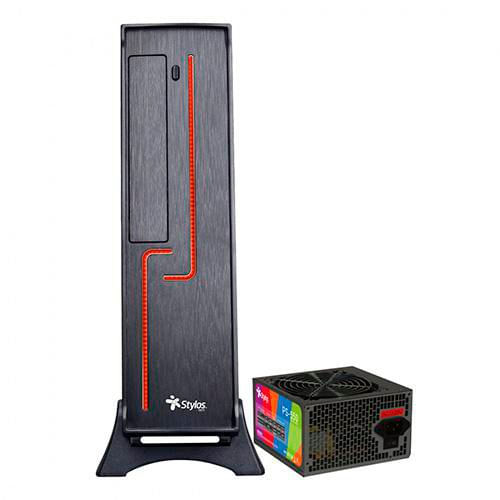 Gabinete Stylos Keelan Slim Itx C/Fuente 500W Metal Negro Stgakl1B