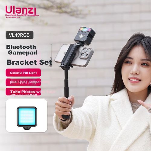 Luz Led Portátil Ulanzi Vl49Rgb Negra Con Bluetooth Y Soporte Magnético