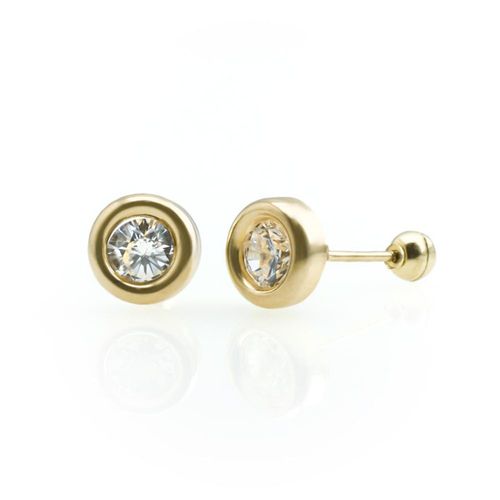 Aretes Broquel Circulo Bisel 10k Oro Abba Joyas