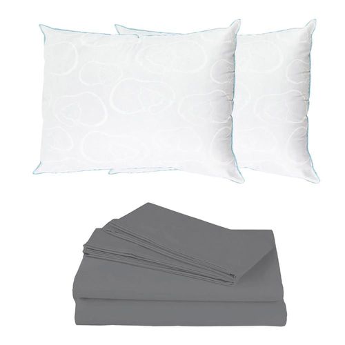 Sábanas King Size Spring Air Basic Grey + 2 Almohadas Osos RGH