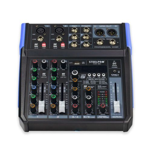 Mezcladora MIX-60 Audio 6 Canales 99 Efectos Bluetooth By Steelpro