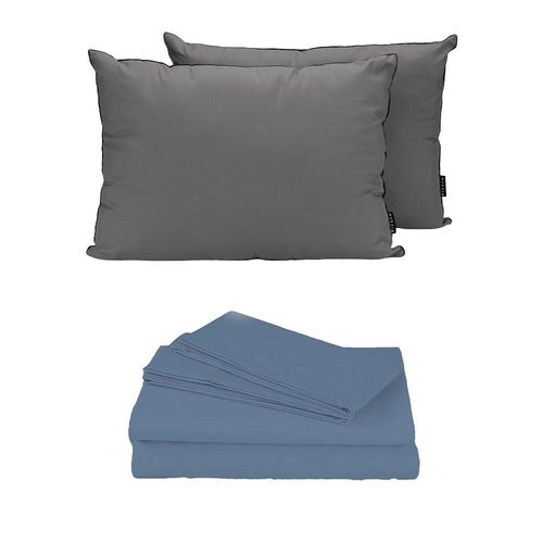 Sábanas King Size Spring Air Basic Azul Acero + Almohada 2 Pack RGH