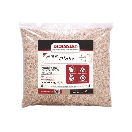 Bioinvert sustrato de olote maiz 1kg arena ecologica biodegradable para mascotas