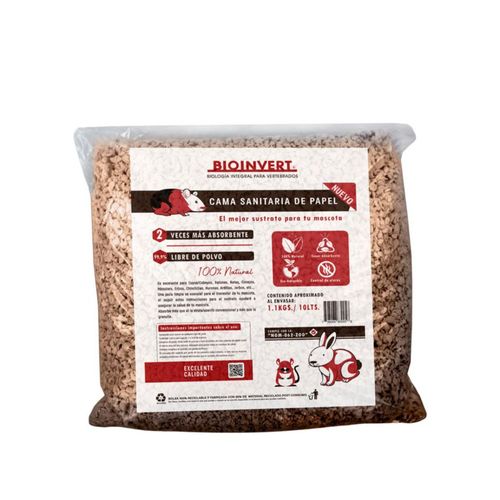 Bioinvert sustrato papel kraft 1.1 kg cama sanitaria para mascotas biodegradable