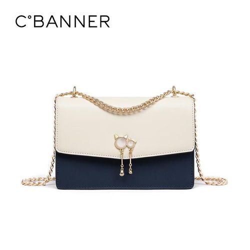 Bolso de hombro C°BANNER de cuero azul para mujer