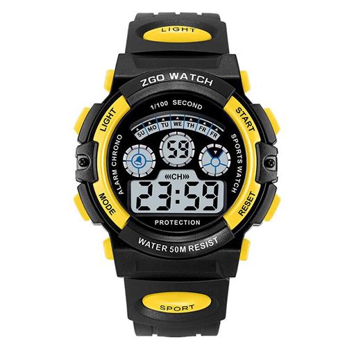 Reloj ZGO A305E electrónico impermeable negro y amarillo
