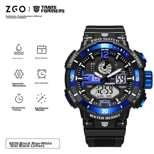 Reloj ZGO Transformers ZGT-8926 negro y azul