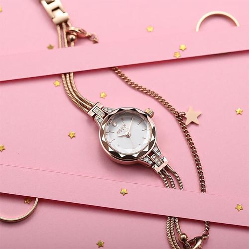 Reloj Julius JA-918C de cuarzo para dama con colgante dorado rosa