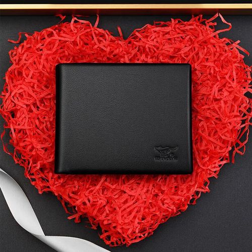 Cartera SEPTWOLVES de Cuero Genuino Negra para Hombre