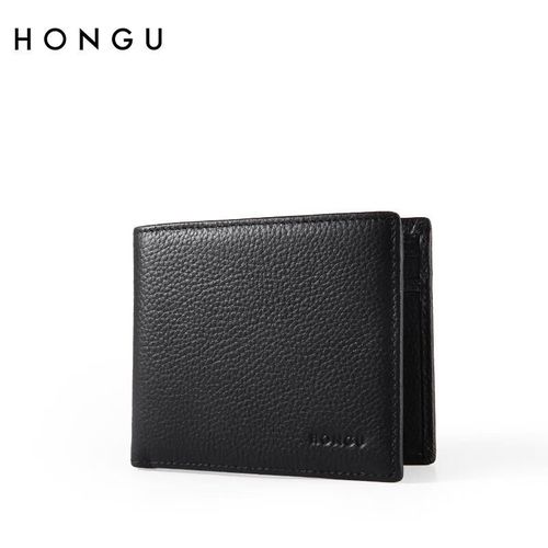 Cartera HONGU de Cuero Genuino Negra para Hombre