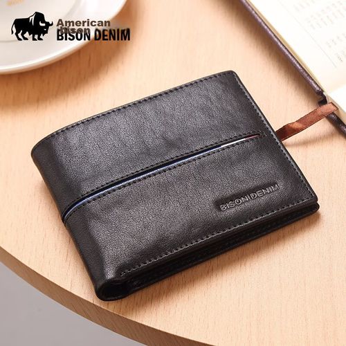 Billetera Bison Denim N4437-3B de cuero vegetal negra para hombre