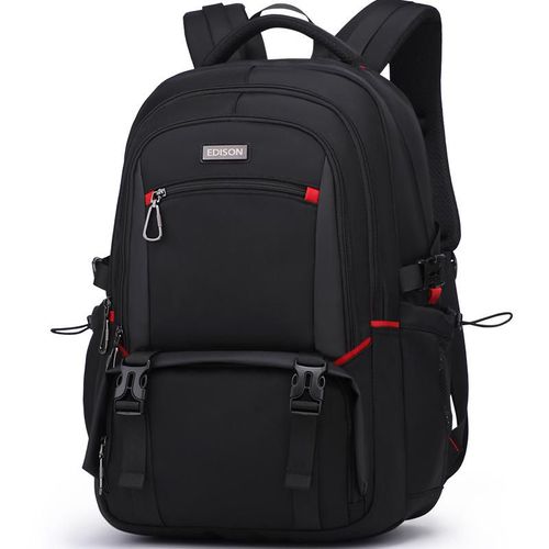 Mochila escolar Edison K052-7G impermeable de poliéster Negra unisex