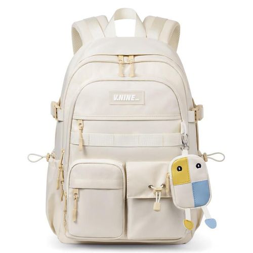 Mochila escolar V.NINE CURRENT de tejido repelente al agua Caqui para niña