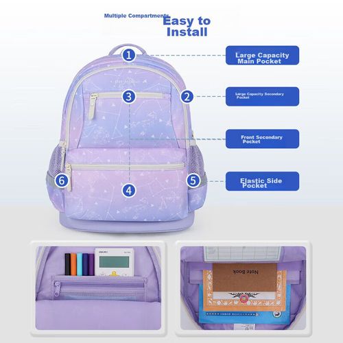 Mochila escolar DR·KONG con protección espinal de poliéster Azul para niña